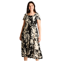 Vestido Maxi Negro Baja elasticidad Sin Forro Calce Normal