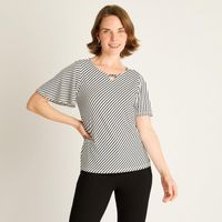 Polera Crudo a Rayas Diagonales