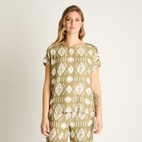 Blusa Verde con Estampado Étnico