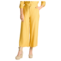 Pantalón Culotte Mostaza con Bolsillos Con Elástico en Cintrura