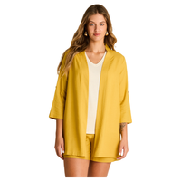 Tapado Mostaza Manga 3/4 No Elasticado Sin Forro Calce Holgado