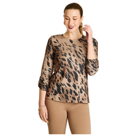 Polera Lanilla Camel Estampada Escote Redondo