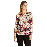 Polera Beige Manga Larga Elasticidad Media Sin Forro Calce Normal Tela Camant