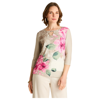 Polera Floral Crudo Manga 3/4