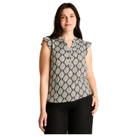 Blusa Negro Manga Corta No Elasticado Sin Forro Calce Normal