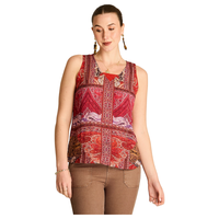 Blusa Terracota Sin Mangas con Detalle de Macramé en Escote