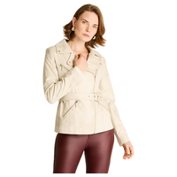 Chaqueta Arena con Cierres Decorativos