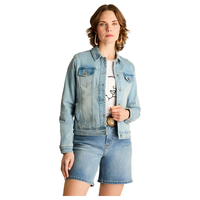 Casaca Mezclilla Celeste Manga Larga Elastizada Sin Forro Calce Holgado