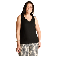 Blusa Negro Sin Mangas No Elasticado Sin Forro Calce Normal