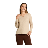 Polera Arena Manga Larga Elasticidad Media Sin Forro Calce Normal Tela Punto