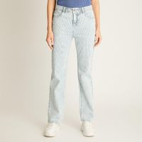 Jeans Azul Recto Con Rayas