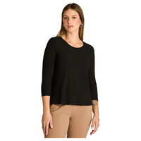 Polera Negro Manga 3/4 con Aplicación en Hombros