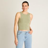 Polera Crop top Oliva Sin Mangas