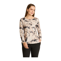 Polera Taupe Estampada Escote Redondo Hot Touch