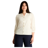 Blusa Blanco Manga 3/4 No Elasticado Sin Forro Calce Normal