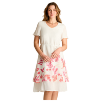 Vestido Midi Crudo No Elasticado Con Forro Calce Normal