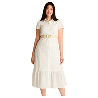 Vestido Maxi Blanco con Cinturón y Forro Interno