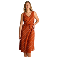 Vestido Midi Terracota No Elasticado Sin Forro Calce Holgado