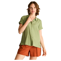 Blusa Oliva Manga Corta No Elasticado Sin Forro Calce Normal