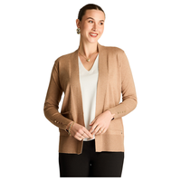 Tapado Camel Manga Larga Elasticidad Media Sin Forro Calce Normal Tela Tejido