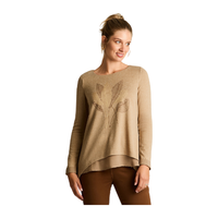 Polera Camel Manga Larga Elasticidad Media Sin Forro Calce Normal Tela Camant