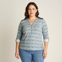 Polera Índigo Manga Larga con Detalle de Macramé