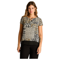 Blusa Negro Estampado Zigzag
