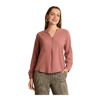 Blusa Rosada Lisa Cuello Mao con Botones
