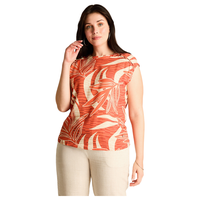 Blusa Terracota Manga Corta No Elasticado Sin Forro Calce Holgado