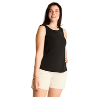 Polera Negro Sin Mangas Elasticidad Media Sin Forro Calce Holgado