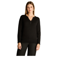 Sweater Negro Manga Larga Elasticidad Media Sin Forro Calce Normal Tela Tejido