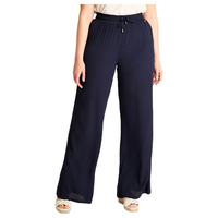 Pantalón Sport Azul Palazzo Elasticidad Media Calce Holgado