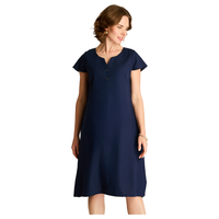 Vestido Midi Azul Sin Forro Calce Holgado