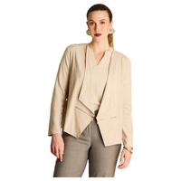 Chaqueta Beige Manga Larga Elasticidad Nula Sin Forro Calce Normal Tela Bonded