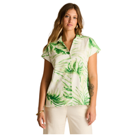 Blusa Verde Estampado Tropical y Calce Holgado