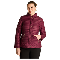 Parka Burdeo Manga Larga Elasticidad Nula Con Forro Calce Normal Tela Plano