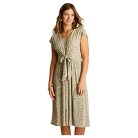 Vestido Midi Menta con Nudo Frontal y Estampado Geométrico