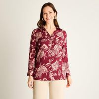 Blusa Burdeo Estampada Manga Larga