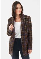 Chaqueta con lana cafe cuadros