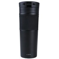 Mug Acero Inoxidable Tapa Con Pulsador y Antideslizante 480ml Negro