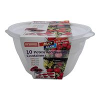 Set De 10 Contenedores De Plastico Tapa Blanca San Bernardo