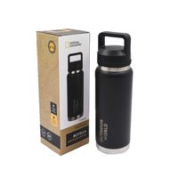 Botella Metálica Térmica Doble Boca Ajustable Angosta y Ancha 800ml Negro