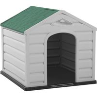 Casa Para Perro Pequeña Gris Hielo - Techo Verde 68x61x58,5cm