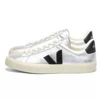 Zapatillas Mujer Veja Campo Leather Plateado/Negro