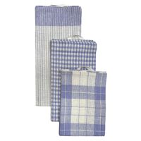 SET DE 3 PAÑOS DE COCINA 100%ALGODON CELESTE
