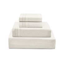 JUEGO DE SABANAS 100% ALGODÓN 200 HILOS MARFIL LISAS  1P