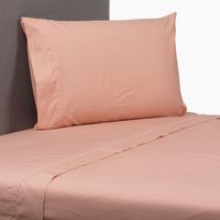 JUEGO DE SABANAS 100% ALGODÓN 200 HILOS ROSADO LISAS 1.5P