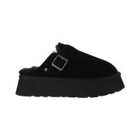 Zuecos Mujer Cuero Ravelo Negra Plataforma Bamers