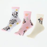 Tripack Calcetines Niña Rosado Flores Minnie Disney
