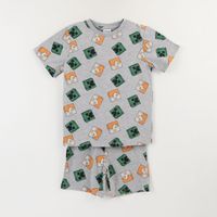 Pijama Corto Niño Gris Full Print Creeper Alex Minecraft